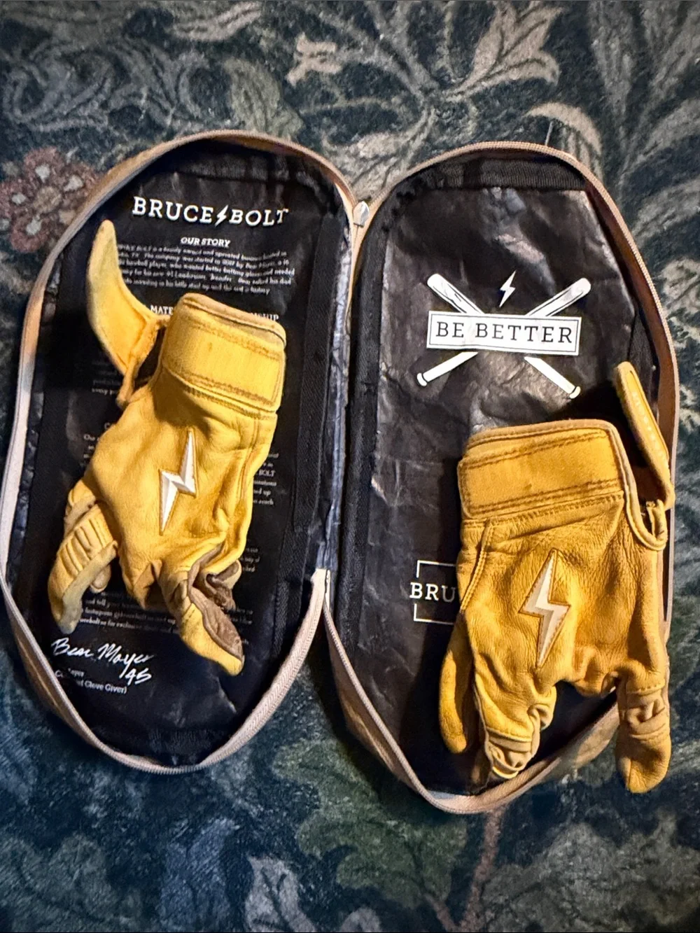 Bruce/Bolt Kids Yellow Batting Gloves - Short Cuff